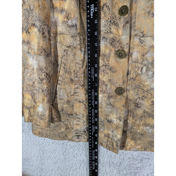 Chico’s Size 0/S/4 Reversible Tan Suede Metallic Snakeskin Leather Jacket Coat - Picture 6 of 10